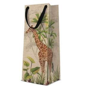 Safari mintás papír ajándéktaska zsiráffal, tökéletes boros üvegekhez - Művészet & Hobbi
