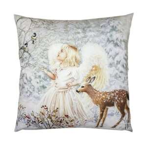 CLEEF.KT021.323 Textil párnahuzat 45x45cm,100% polyester, angyal kislány őzikével 80615892 - Clayre & Eef