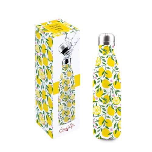 Easy Life R2S.2300LEMO 500ml rozsdamentes acél duplafalú hőtartó útipalack citrom mintával
