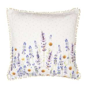 CLEEF.LF21 Levendulamező 40x40cm pamut párnahuzat pomponos szegéllyel - Clayre & Eef