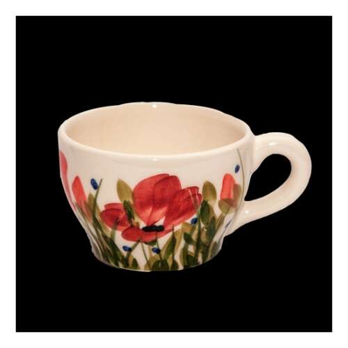 Virágos Teáscsésze - Pipacs - Kerámia - 3 dl