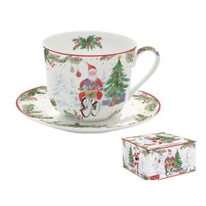 Joyful Santa karácsonyi porcelán teáscsésze és alátét szett, 400ml, R2S.1454JOYF - Tálalás