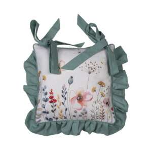 CLEEF.FOB25 Flowerbomb 40x40cm pamut párnahuzat zöld fodrokkal és virágmintával - Clayre & Eef
