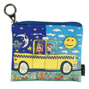 James Rizzi Mini Pénztárca - Taxi és Galambok - Poliészter - 12x10cm