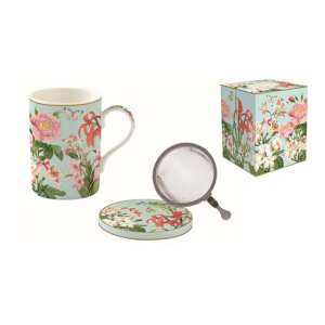R2S.105BGAR Botanic Garden porcelán szűrősbögre tetővel és szűrővel, 350ml - Nonbrand Bögre