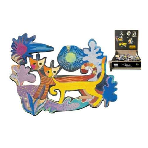 Rosina Wachtmeister Wonderland hűtőmágnes két macskával egy színes tájban