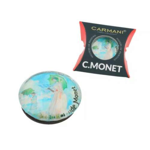 3cm-es kerek hűtőmágnes Claude Monet festményével: Nő esernyővel