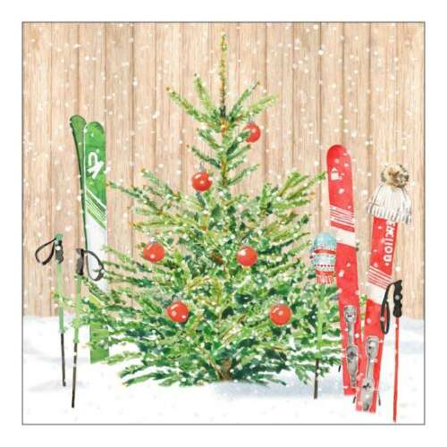 Karácsonyi Síelés Papírszalvéta - 20 db - 33x33cm