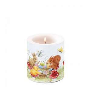 Painting Class húsvéti gyertya nyuszival, mókussal és csirkével, 8x7,5cm - Lakberendezés