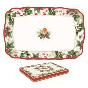 R2S.1483CHBE Porcelántálca 35x23cm, dobozban, Christmas Berries 80616602 - Tálca