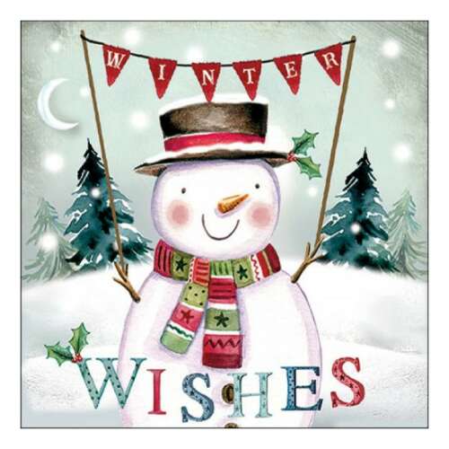 Téli kívánságok papírszalvéta hóemberrel