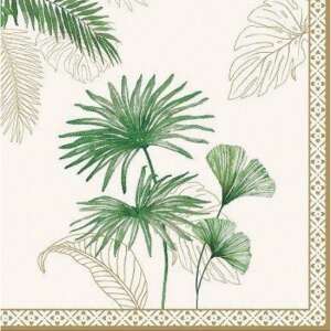 Exotique trópusi levél mintás papírszalvéta, 33x33cm, 20 darabos - Szalvéta