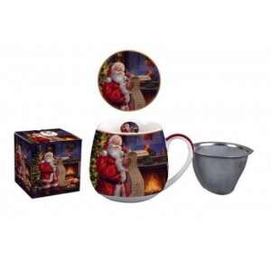D.G. 36022 Porcelánbögre tetővel, fémszűrővel, 430ml, dobozban, Santa Letter - Nonbrand Bögre