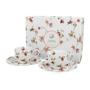 Safa 2 részes eszpresszó csésze és alj szett virágmintával - Tálalás