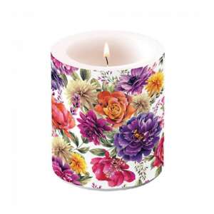 Anne fehér virágos oszlopos gyertya, 10x10cm - Gyertya