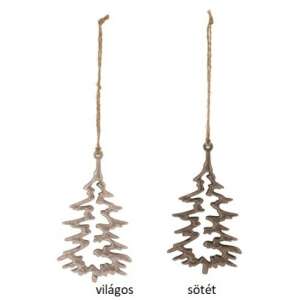 2 db ezüst fém karácsonyfadísz, világos és sötét ezüst színben, juta szalaggal a felakasztáshoz - Karácsonyfadísz