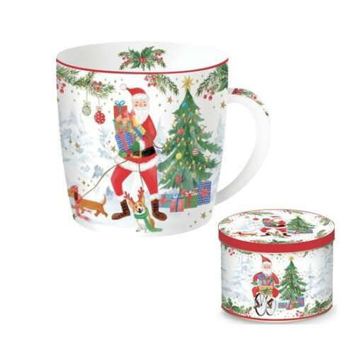 Karácsonyi Bögre - Vidám Mikulás - Porcelán - 350ml