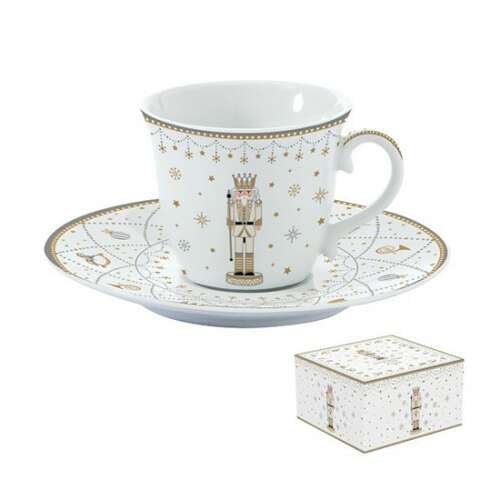 R2S Royal Nutcracker porcelán teáscsésze és alj szett, 200ml, diótörő figurával díszítve