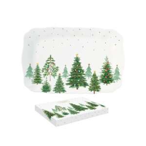 R2S.1483FTRE Porcelántálca 35x23cm, dobozban, Festive Trees 80617057 - Tálca