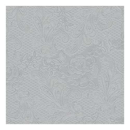 Csipkés dombornyomott ezüst szalvéta, 33x33cm, 15 darabos