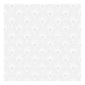 Art Deco fehér/gyöngyház papírszalvéta, átfedő ventilátor alakzatokkal - Szalvéta