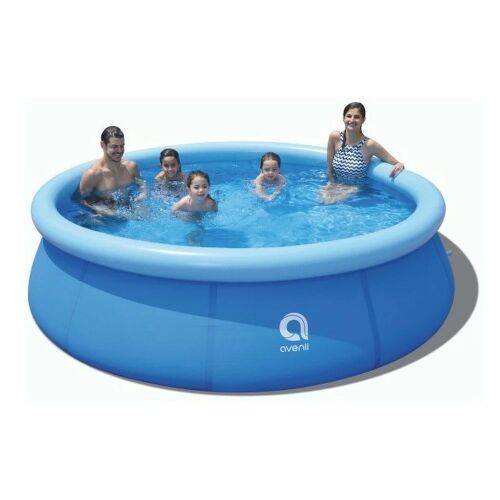 Avenli 420cm inflatable pool filled with water, family enjoying