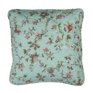 CLEEF.Q187.020 40x40cm-es virágos steppelt párnahuzat, türkiz - Lakberendezés