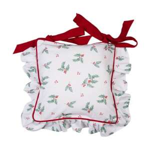 CLEEF Holly Christmas 40x40cm pamut párnahuzat piros szalaggal - Clayre & Eef