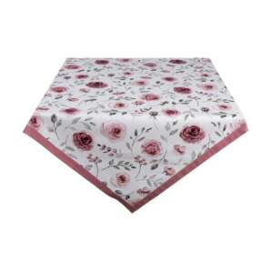 CLEEF.RUR01 Rustic Rose 100x100cm pamut asztalterítő rózsaszín virágmintával - Party kellék