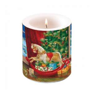 Karácsonyi gyertya hintalóval és karácsonyfa mintával - Ambiente