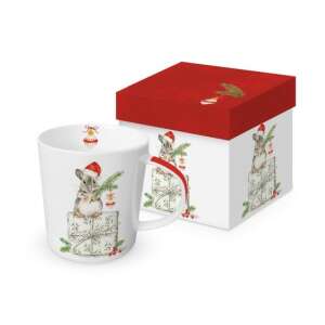 Karácsonyi Fridolin porcelán bögre egér mintával, 0,35l, dobozban - Nonbrand Bögre