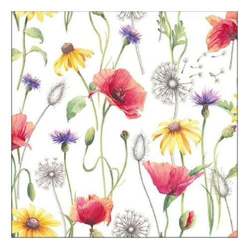 Poppy Meadow papírszalvéta virágmintával, 33x33cm, 20 darabos