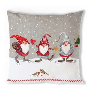 Skating Dwarfs karácsonyi párnahuzat, 40x40cm, 100% pamut - Ambiente