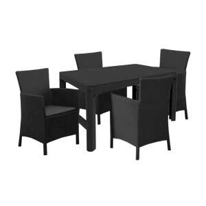 Liowa 4+1 Gartenmöbel-Set, grau, 4 Stühle und 1 Tisch, Esstischgarnitur für den Außenbereich - Gartengarnituren