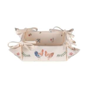 CLEEF.CAR47 Kenyérkosár 35x35cm, pamut, Chicken and Rooster - Ételtárolás