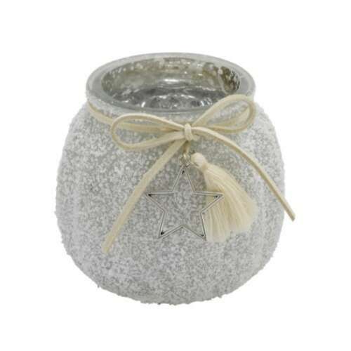 Havas Üveg Mécsestartó - Csillagdísz - 8x8x7cm