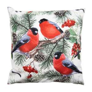 CLEEF 45x45cm díszpárnahuzat téli mintával, piros madarakkal fenyőágon - Clayre & Eef