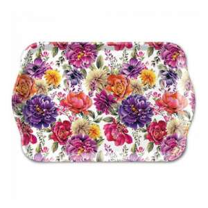 Anne fehér műanyag tálca virágmintával, 13x21cm - Tálca