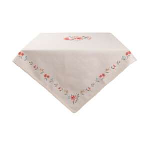 CLEEF Little Rose asztalterítő, 150x150cm, fehér pamut asztalterítő virágmintás hímzéssel - Clayre & Eef