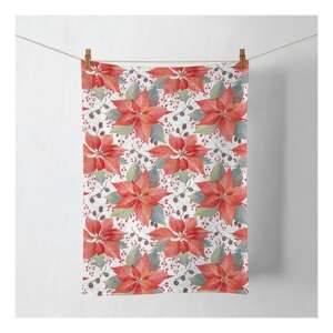 konyharuha konyhatörlő, 50x70cm, 100% pamut, Poinsettia és bogyók mintával - Ambiente