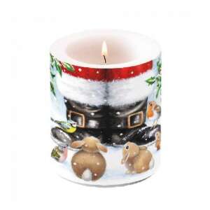 Looking Up To Santa karácsonyi gyertya, Santa csizmával és nyuszikkal - Gyertya