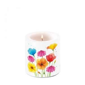 Színes Nyári Virágok illatgyertya, 8x7,5cm - Ambiente