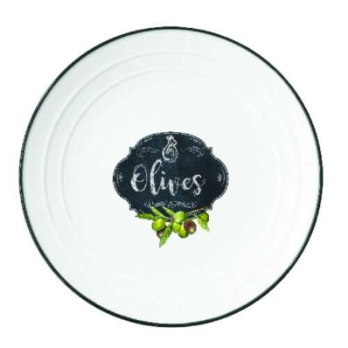 Kitchen Basics R2S.1622KIBO 16 cm-es porcelán desszerttányér, olívás mintával