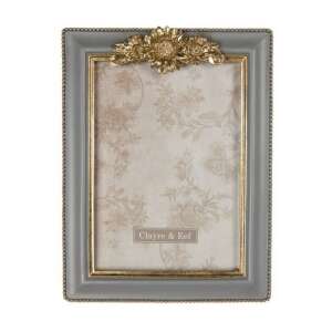 Szürke és arany képkeret virágos díszítéssel, 17x22/13x18cm - Képkeret