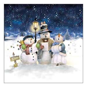 Karácsonyi éneklő hóemberek szalvéta, 20 db-os, 33x33cm - Szalvéta