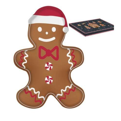 R2S Mézeskalács porcelán tál 17x25cm dobozban, karácsonyi témájú kínáló tál