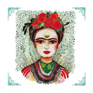 Frida Kahlo ihletésű papírszalvéta virágmintával - Háztartási papírtermék