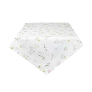 CLEEF Happy Floral asztalterítő, 150x250cm, 100% pamut, fehér virágmintával - Clayre & Eef