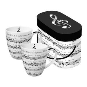 Adagio zenei jegyekkel díszített porcelán bögre szett ajándékdobozban - Konyha & Étkezés