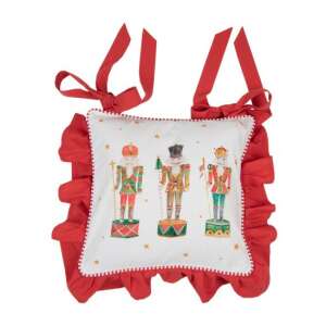 CLEEF.HLC25 40x40cm karácsonyi diótörő párnahuzat piros kötésekkel, 100% pamut - Clayre & Eef